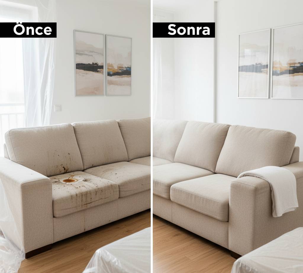 Koltuk yıkama — önce ve sonrası